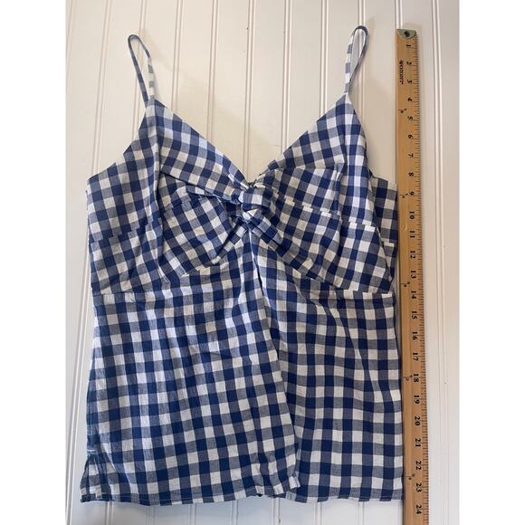 Old Navy Fitted Gingham Twist Front Cami Top Adjustable Straps Size Womens Large - Picture 4 of 7